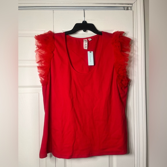 Anthropologie Dolan Left Coast DOLAN Tulle Sleeve Tank Top Red - Picture 4 of 8